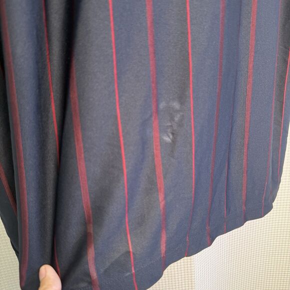 Vtg Yves Saint Laurent YSL 100% Silk Navy Red Stripe Polo Shirt Mens Approx. XXL - Picture 10 of 16